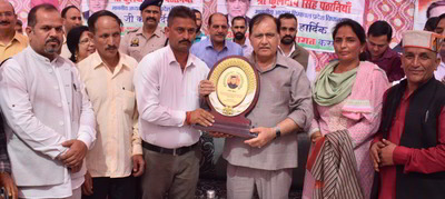 Hp Speaker kuldeep pathania performing Bhoomi Pujan